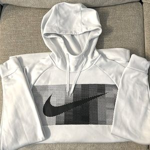 Nike Dri-fit Men’s hoodie, size medium, white with black swoosh